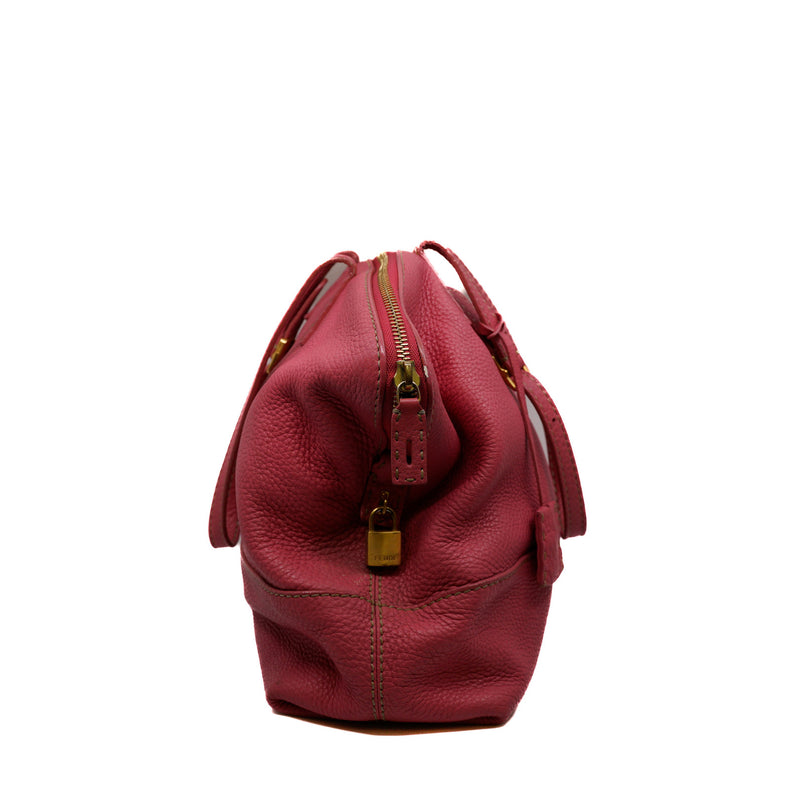 calfskin tote bag in pink red color - L'UXE LINK