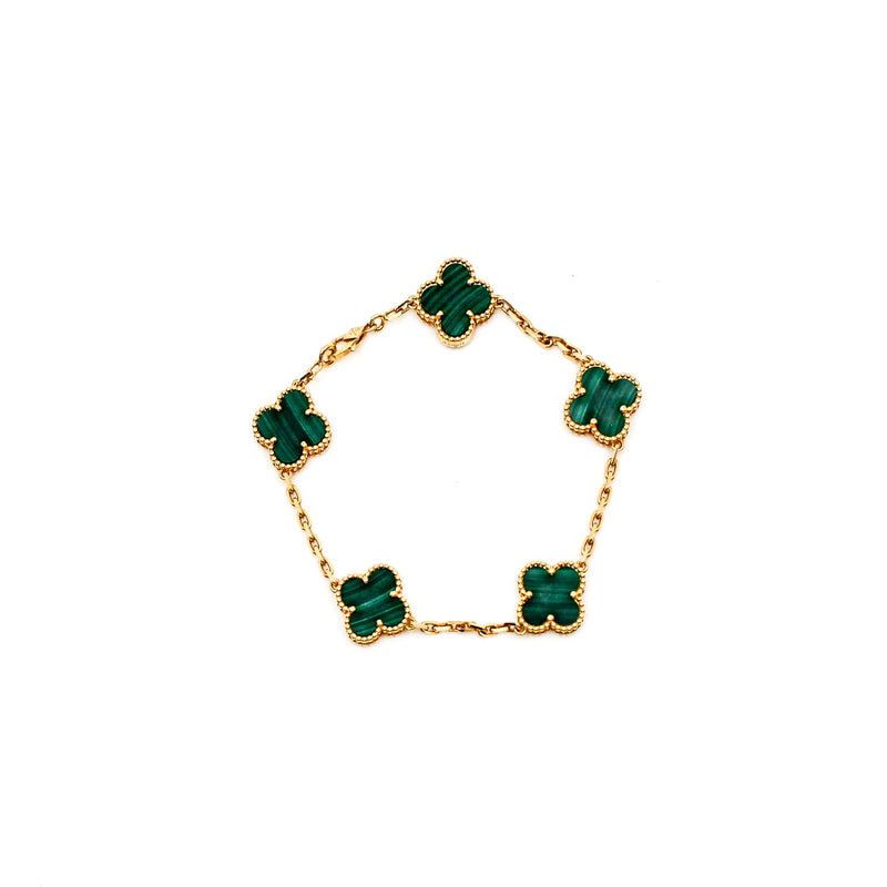 alhambra 18k yg green five flower bracelet