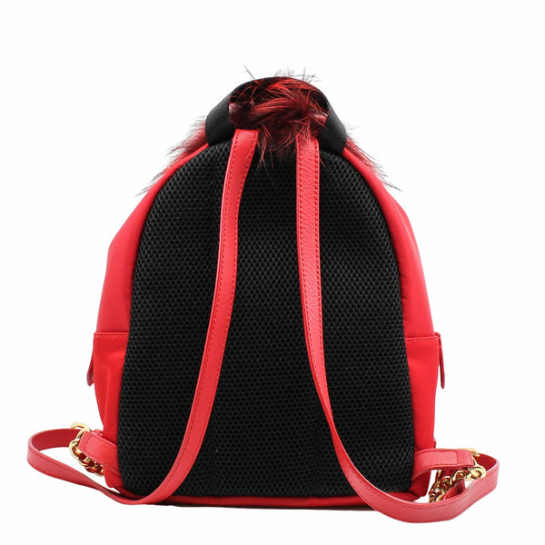 Monster Backpack   Mini  Nylon with Leather and Fur Red GHW