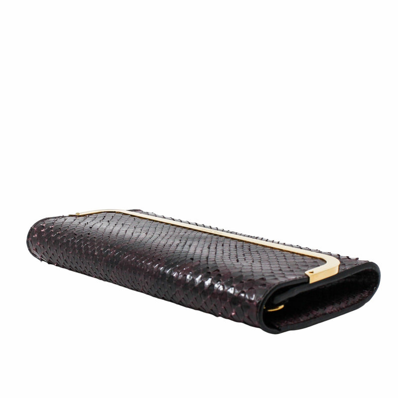 Rossmore Mm Purple Python Skin Leather Clutch ghw - L'UXE LINK