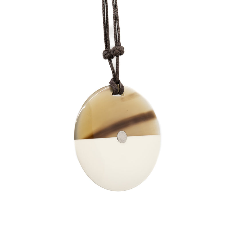 necklace ox horn and white phw round with strap - L'UXE LINK