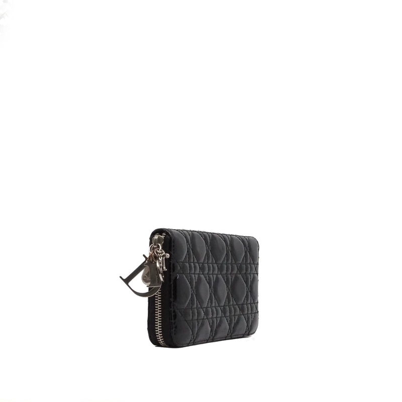 lady long zip wallet in patent black phw #2010 - L'UXE LINK