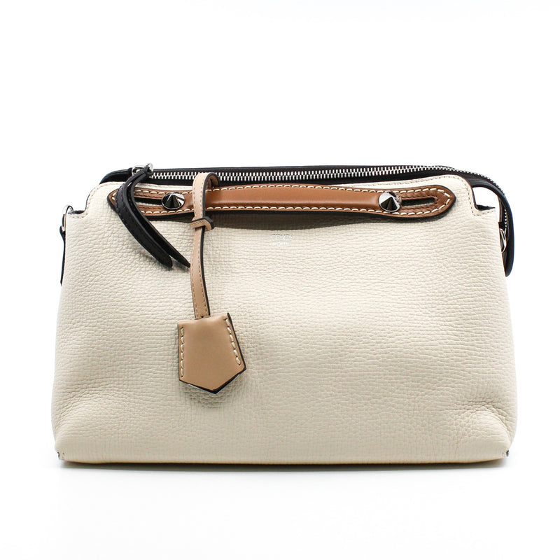 by the way milky white with brown handle fabric strap - L'UXE LINK