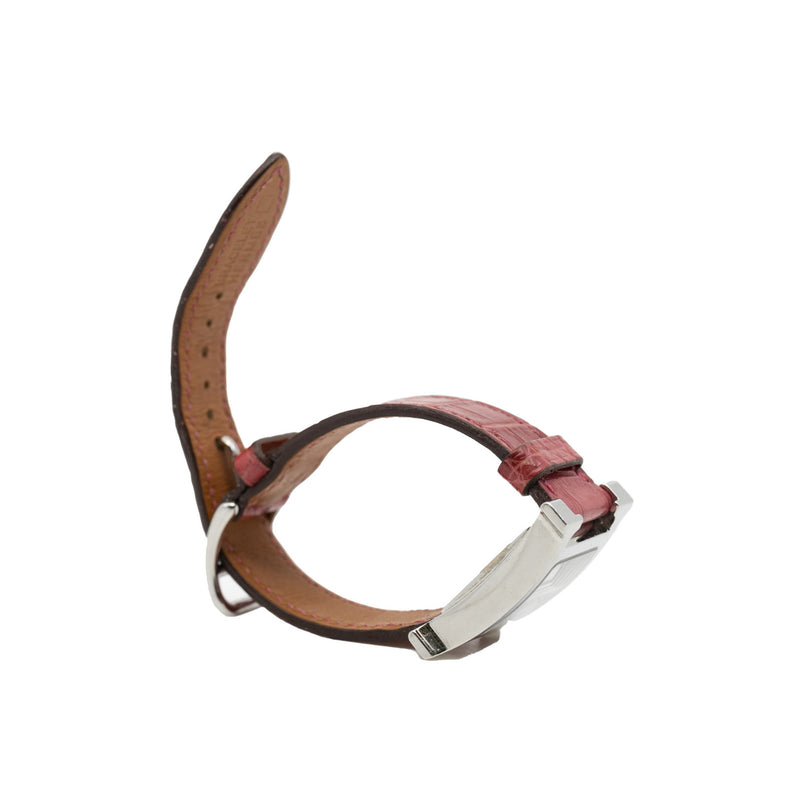 h hour pm with diamonds inside face crocodile strap - L'UXE LINK
