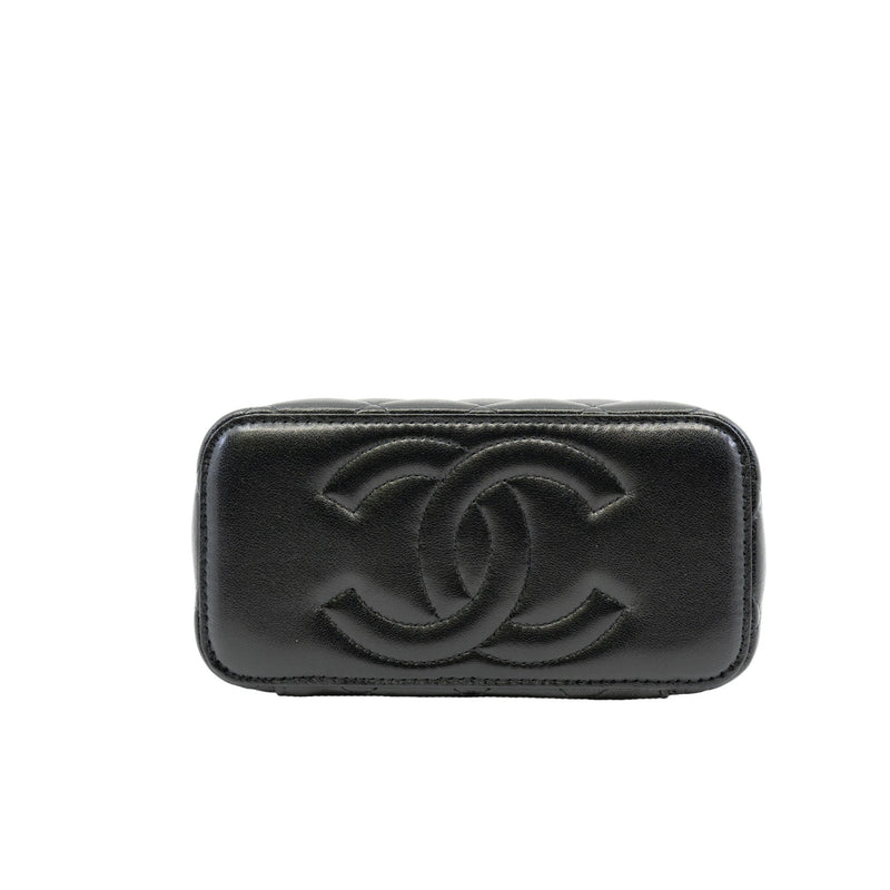 vanity case with handle in lamskin black ghw # ECU