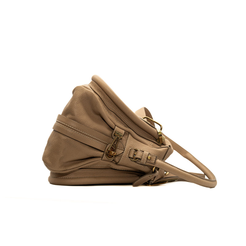 Paraty Top Handle Bag Medium Leather  beige ghw