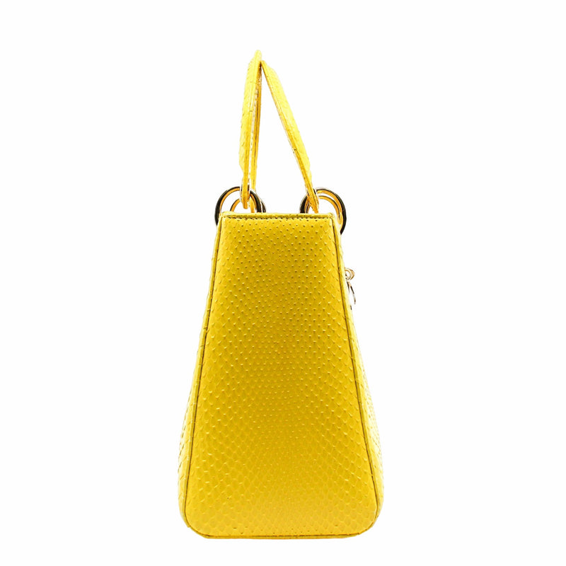 lady dior medium snake yellow phw