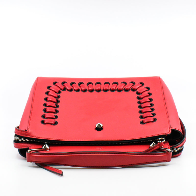 Fendi Off RED Leather Dotcom Top Handle Bag - L'UXE LINK