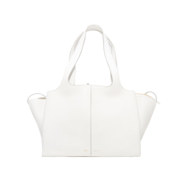 TRI-FOLD LEATHER TOTE white