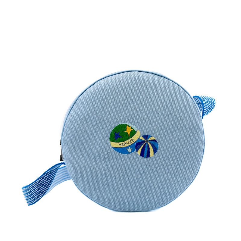blue circle fabric bag with balls