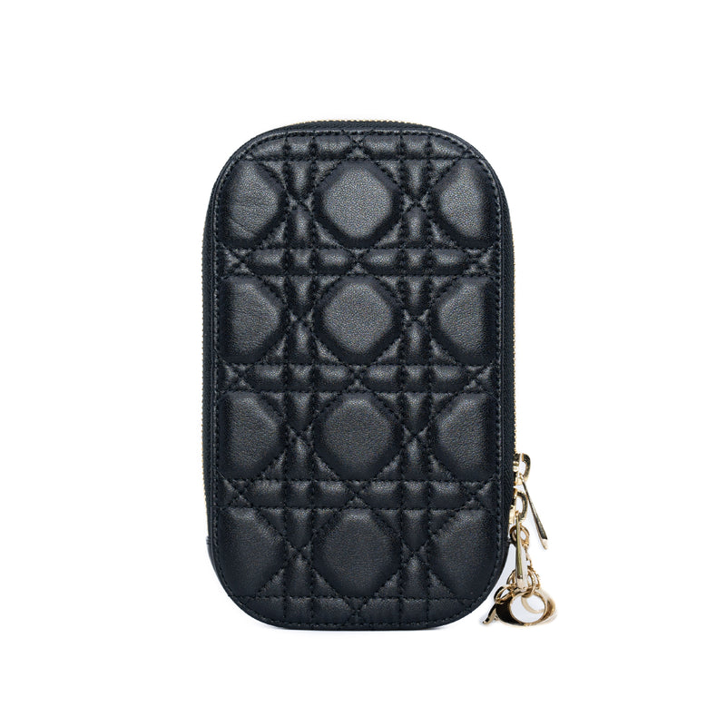 lady dior clutch in lambskin black ghw L'UXE LINK