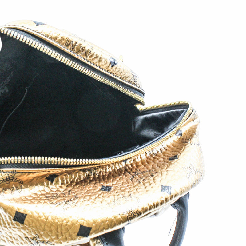 Metallic Visetos Studded Small Dual Stark Backpack Gold ghw - L'UXE LINK