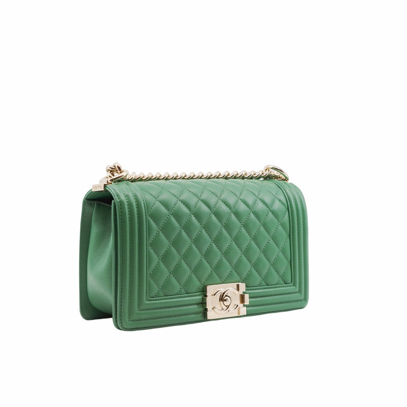 leboy medium lamb skin green  ghw seri 22 - L'UXE LINK