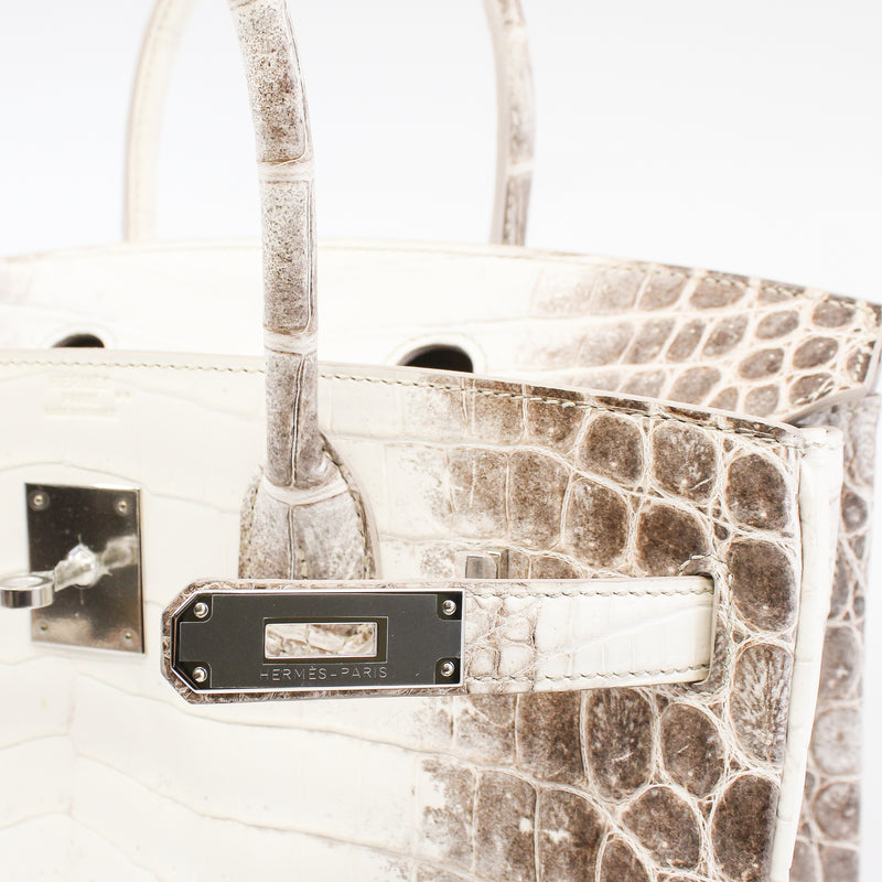 BIRKIN 30 BLANC HIMALAYA NILOTICUS CROCODILE phw stamp T – L'UXE LINK