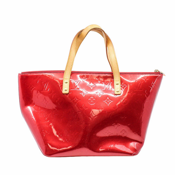 Bellevue Handbag Monogram Vernis Petent Leather  In Red - L'UXE LINK