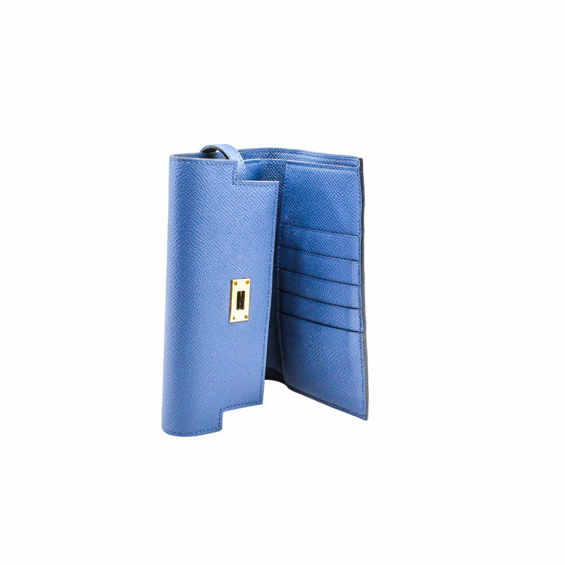 kelly short wallet epsom leather r2 blue agate  phw - L'UXE LINK