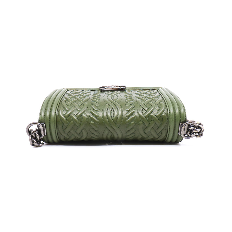 leboy mm in knots  leather green ruthenium seri 18 - L'UXE LINK
