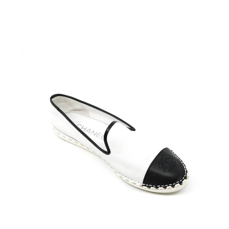 espadrille in leather white/black 37.5