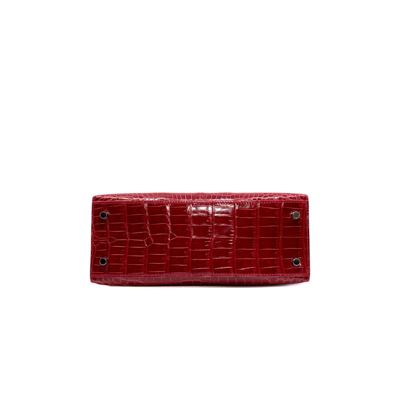 kelly 25cm sellier CK95 BRAISE SHINING POROSUS CROC PHW C stamp - L'UXE LINK
