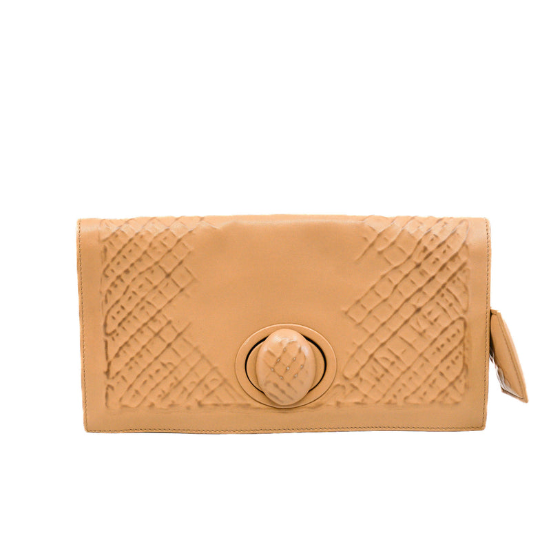 beige flap clutch - L'UXE LINK