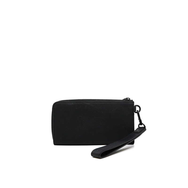 clutch with handle  in leather black