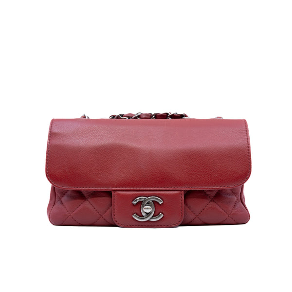 flap bag caviar leather small size red seri24