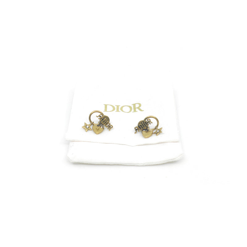 j'a dior circle heart pandent earring in ghw