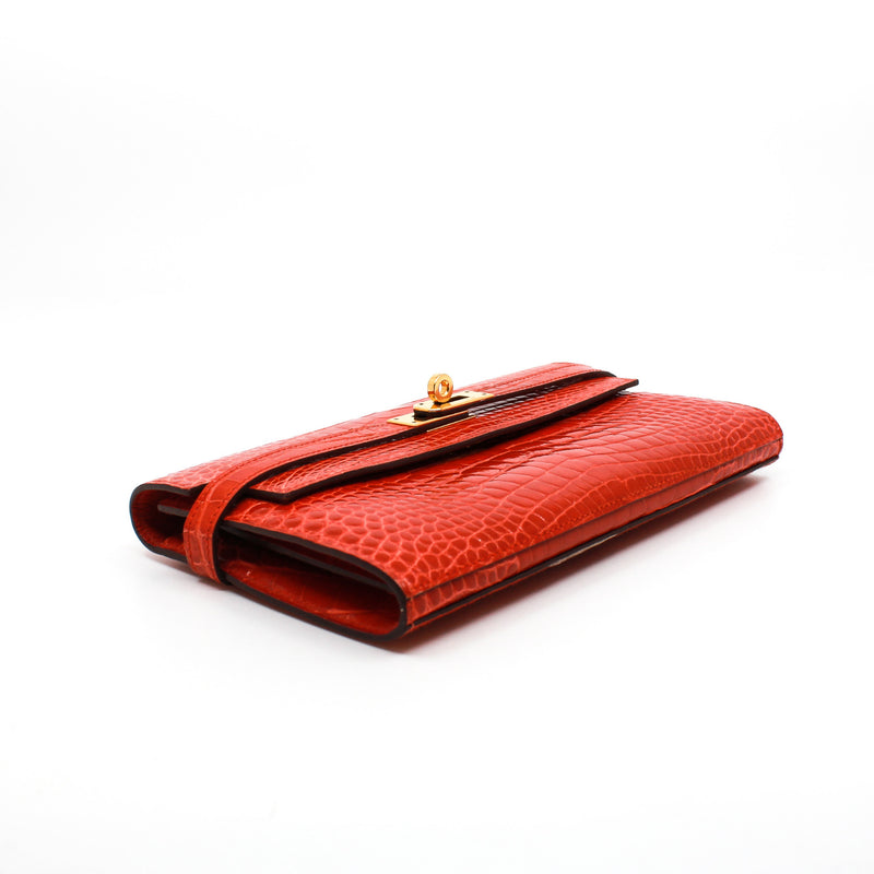 kelly wallet crocodile 9T X stamp - L'UXE LINK