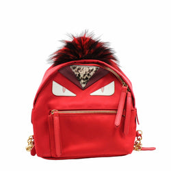 Monster Backpack   Mini  Nylon with Leather and Fur Red GHW - L'UXE LINK