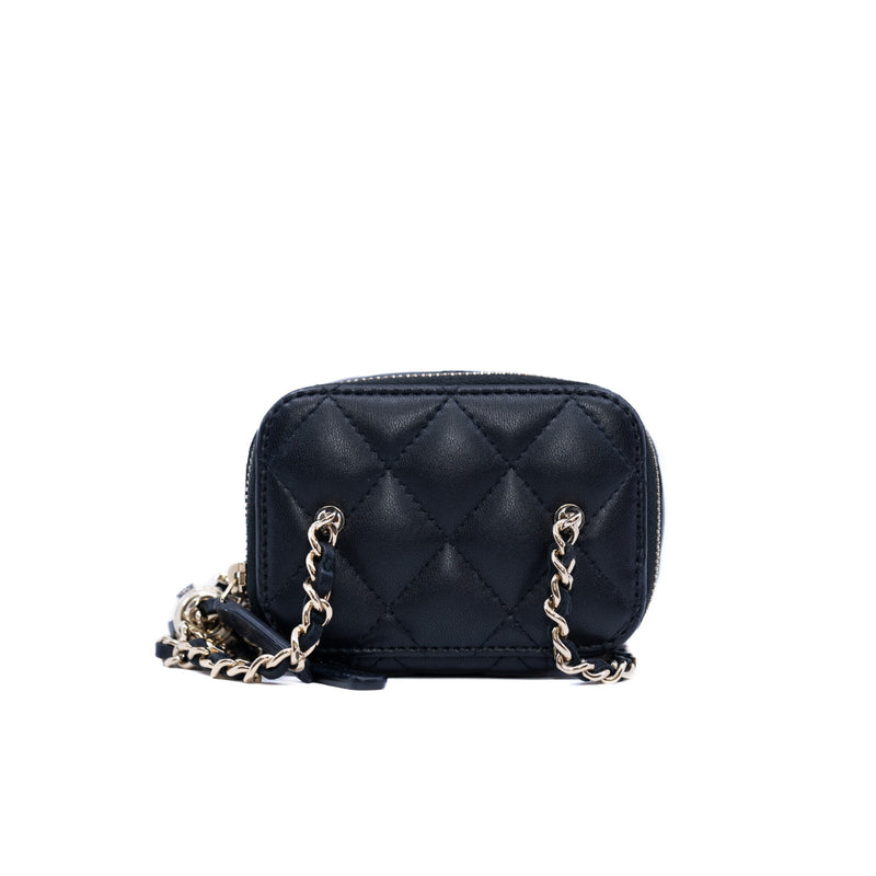 vanity case mini black lambskin with crush black and white