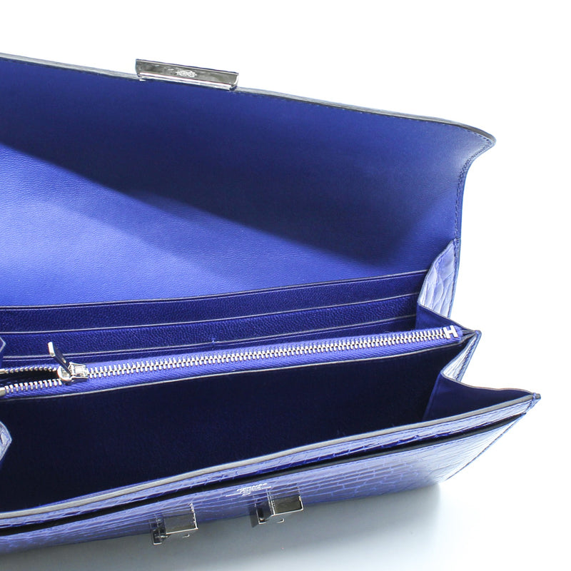 constance wallet crocodile 7T blue phw Q stamp - L'UXE LINK