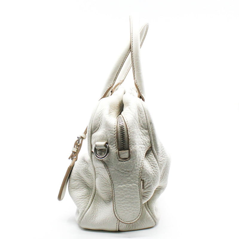 prada tote leather bag white