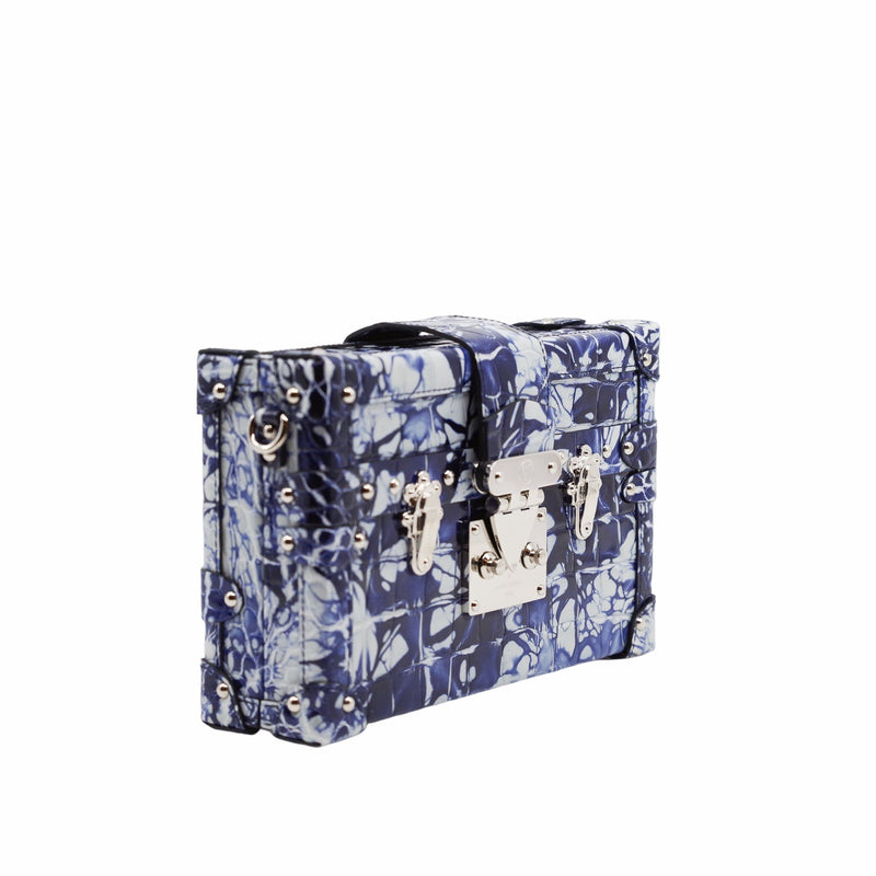 PETITE MALLE CROCODILE blue and white PHW