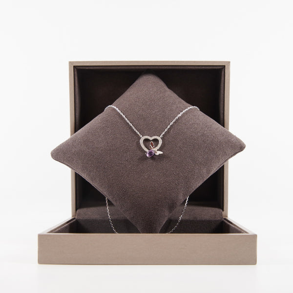 18k wg diamond with purple bee necklace - L'UXE LINK