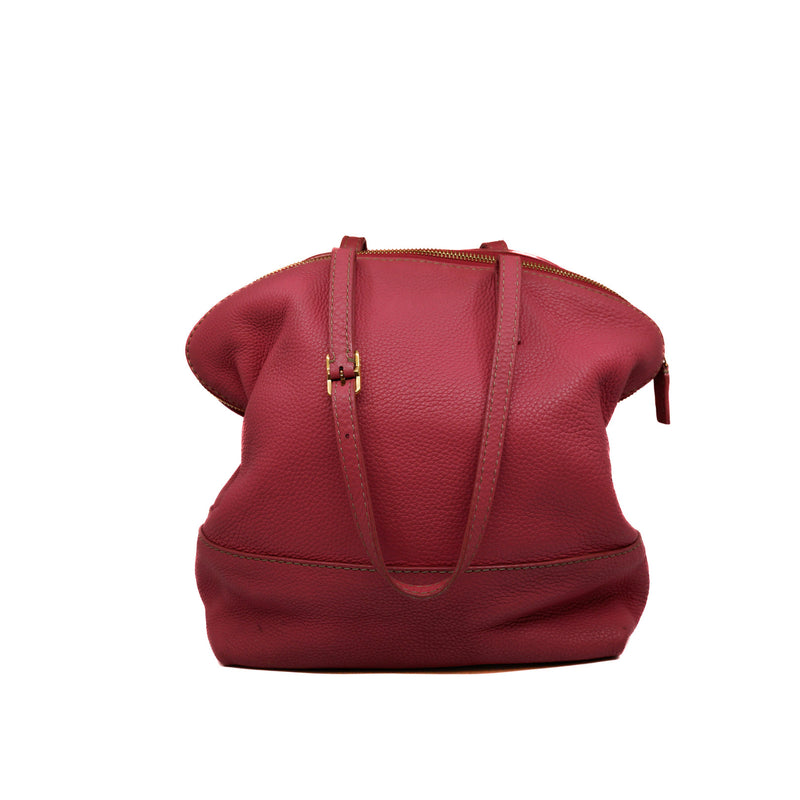 calfskin tote bag in pink red color - L'UXE LINK