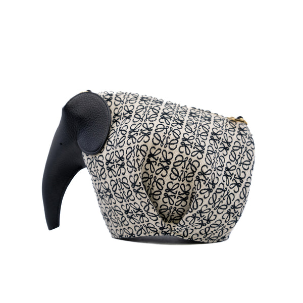 elephant shoulder bag in fabric blue/leather black ghw