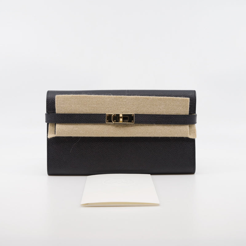 kelly wallet  black rghw epsom - L'UXE LINK