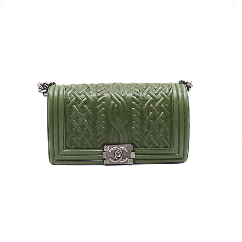 leboy mm in knots  leather green ruthenium seri 18 - L'UXE LINK