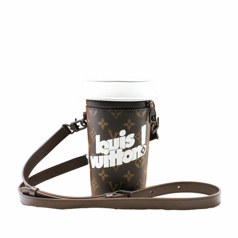 Coffee Cup Convertible Pouch Everyday Signature Vintage Monogram Canvas - L'UXE LINK