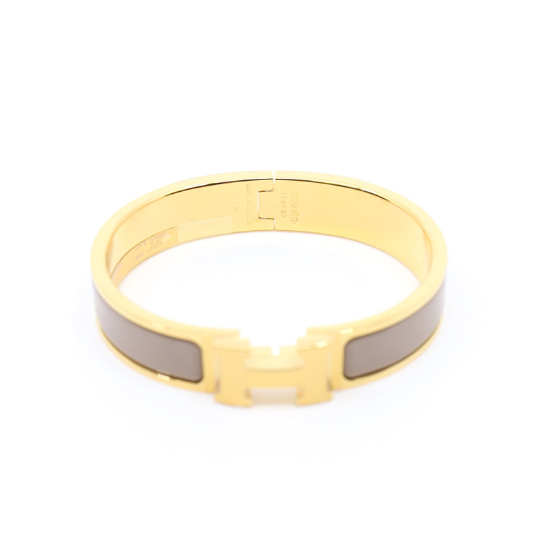 clic h bangle in marron glace pm size ghw