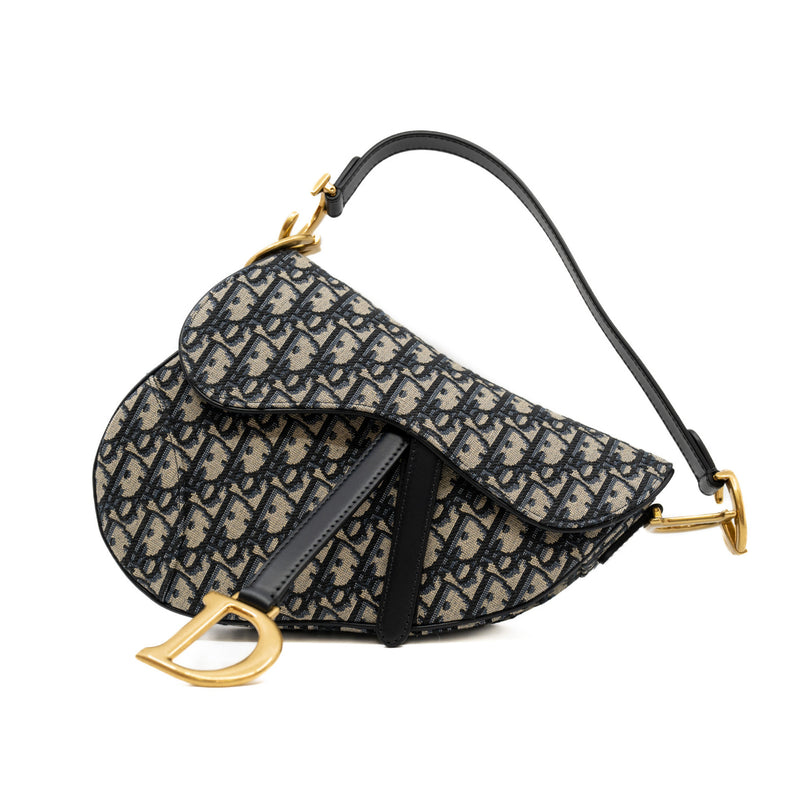 Saddle Bag with Strap Blue Dior Oblique Jacquard