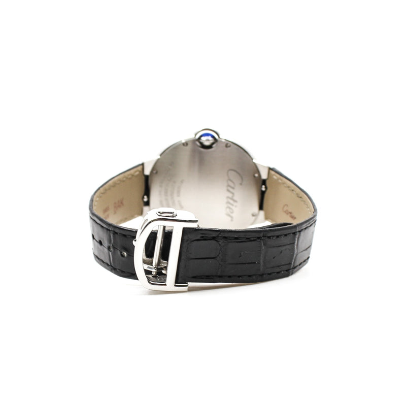 ballon bleu 40MM, AUTOMATIC steel black leather sbb0039 - L'UXE LINK