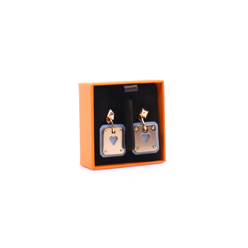 as de coeur earring square heart blue rghw rrp 795 - L'UXE LINK