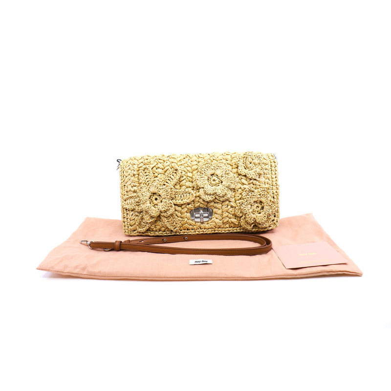 tweed crossbody crystal chain bag  in Straw phw - L'UXE LINK