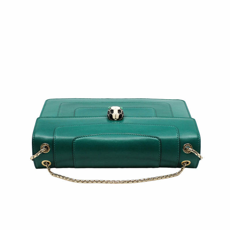 serpenti double flap chain bag  green GHW