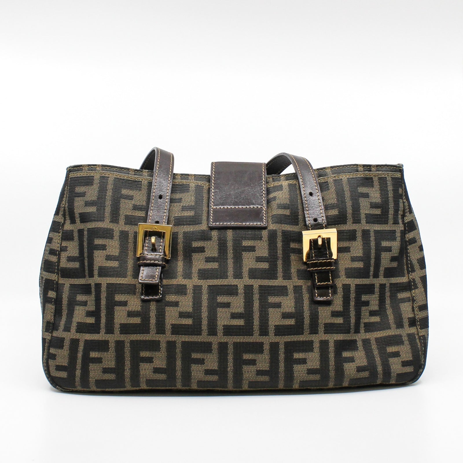 Mamma Baguette Shoulder Bag Fabric Brown GHW – L