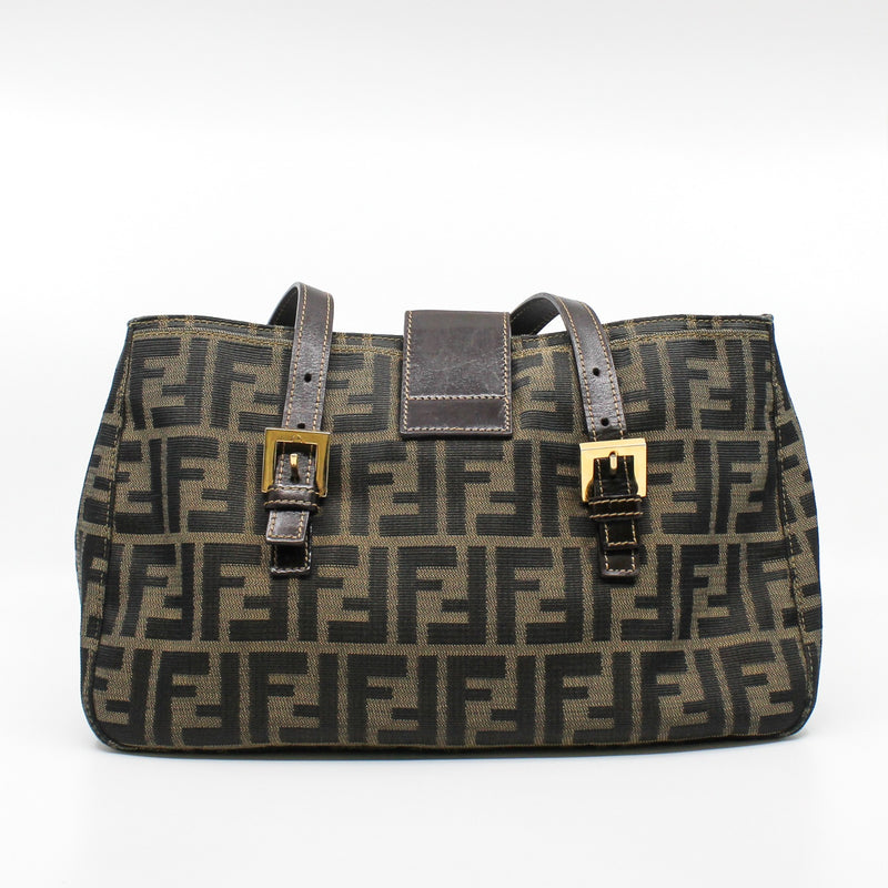Mamma Baguette  Shoulder Bag Fabric  Brown GHW - L'UXE LINK
