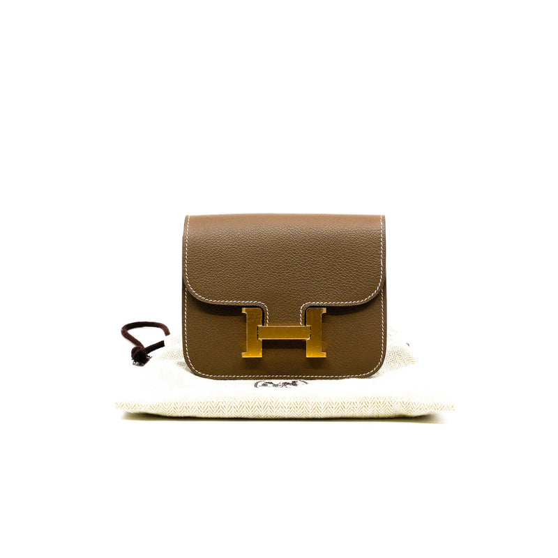 constance slim etoupe leather b stamp - L'UXE LINK