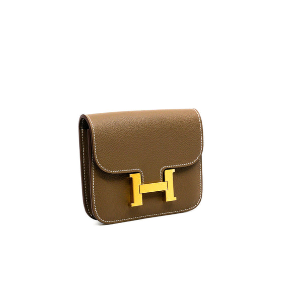 constance slim etoupe leather b stamp - L'UXE LINK