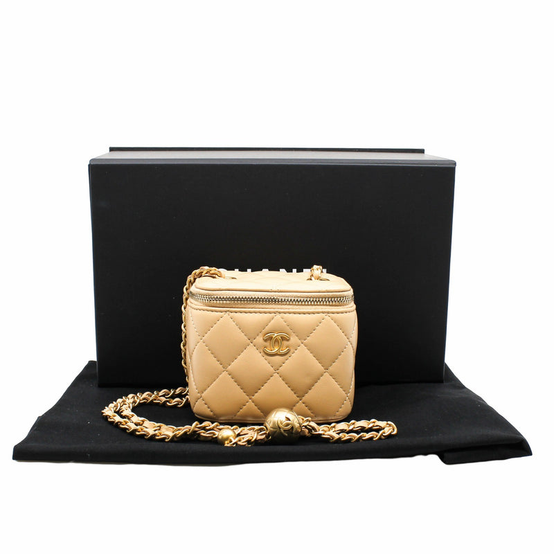 vanity case small lambskin beige  ghw seri 31 - L'UXE LINK